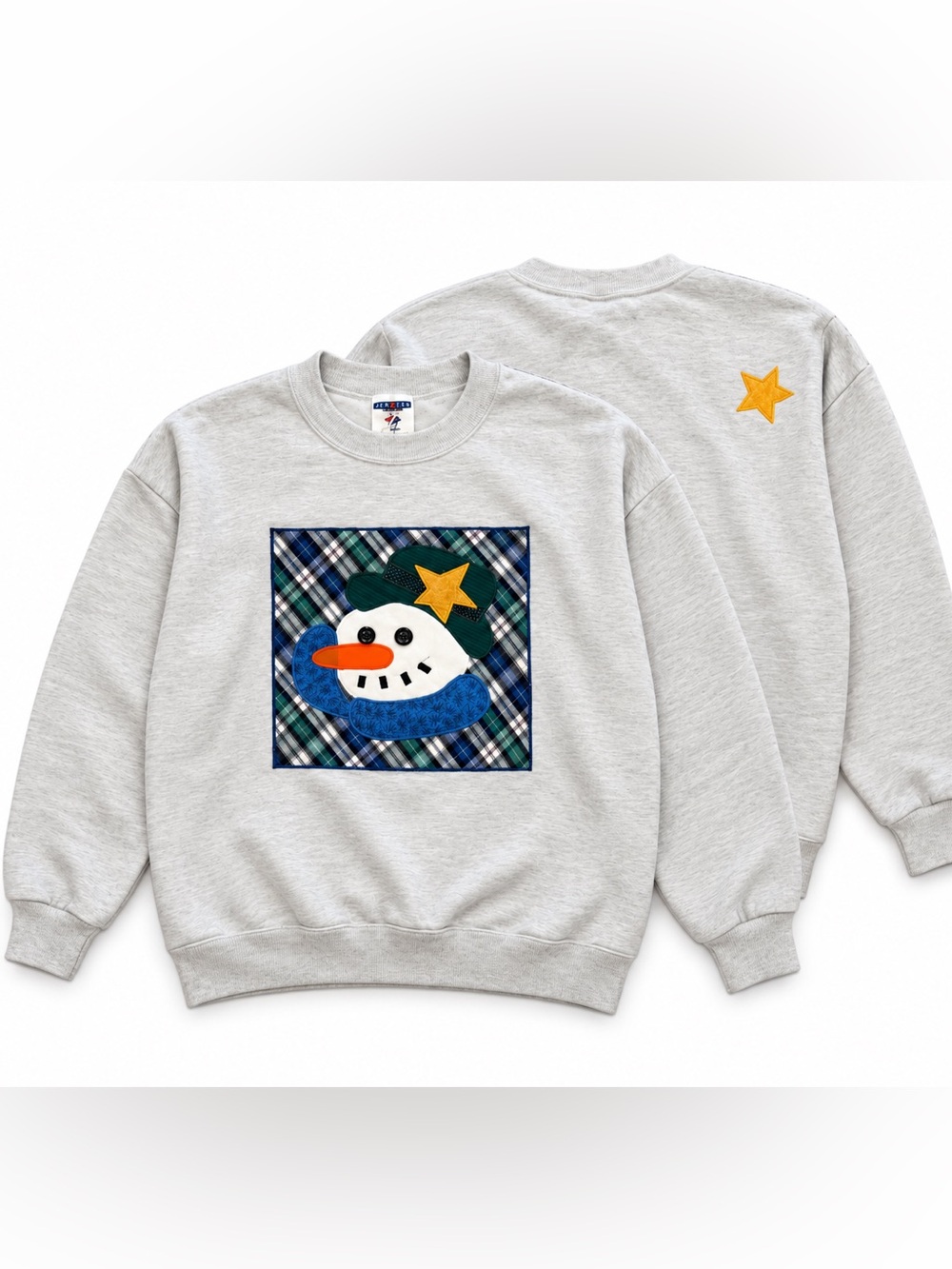 NWT 1990s quilted Snowman Christmas Sweatshirt XL Appliqué